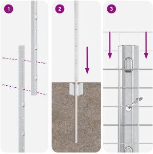 vidaXL Ogrodzenie z drutu wzmacnianego z 22 słupkami U Srebrne 1.4x25 m Stal 10