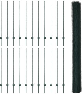 Słupki ogrodzeniowe 11 szt. U-Channel Zielone 140 cm Stal, Sześciokątne ogrodzenie Zielone 1.4x50 m Stal 2