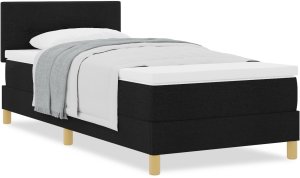 Czarne łóżko z box spring z materacem 90x190 cm tkanina 4