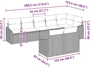 vidaXL Zestaw 8-częściowy sofy ogrodowej z poduszkami Beżowy Rattan 8