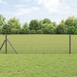 Ogrodzenie z drutu spawanego  z 13 słupkami Szare 0.8x100 m Stal 1