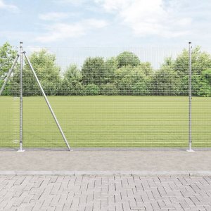 Ogrodzenie z drutu spawanego  z 13 słupami z flanszą 1.6x25 m stal ocynkowana 1