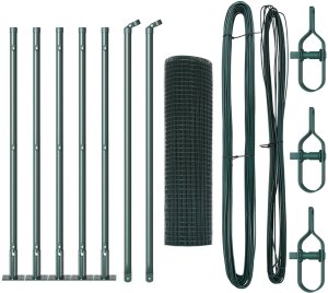vidaXL Zgrzewane ogrodzenie z 7 flanszowymi słupkami Zielonym 0.6x10 m Stal 2