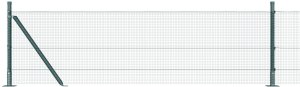 vidaXL Zgrzewane ogrodzenie z 7 flanszowymi słupkami Zielonym 0.6x10 m Stal 7