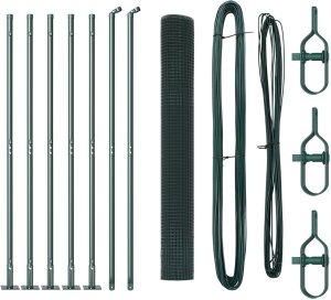 vidaXL Ogrodzenie z drutu spawanego z 7 słupkami zflanszowanymi Zielone 1,2x10 m Stal 2