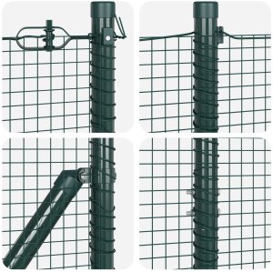 vidaXL Ogrodzenie z drutu spawanego z 7 słupkami zflanszowanymi Zielone 1,2x10 m Stal 8
