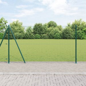 Ogrodzenie z drutu spawanego z 13 słupkami z flanszą Zielone 1,2x25 m Stal 1
