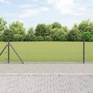 Ogrodzenie z drutu spawanego  z 13 słupkami z flanszą Szare 0.5x50 m Stal 1