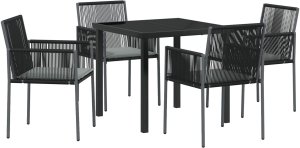 vidaXL Zestaw 3 Czarny Rattan PE, Stal, Tkanina poliester Standardowy 2