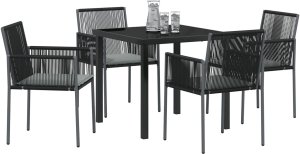 vidaXL Zestaw 3 Czarny Rattan PE, Stal, Tkanina poliester Standardowy 3
