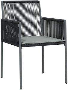 vidaXL Zestaw 3 Czarny Rattan PE, Stal, Tkanina poliester Standardowy 6