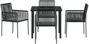 vidaXL Zestaw 3 Czarny Rattan PE, Stal, Tkanina poliester Standardowy 7
