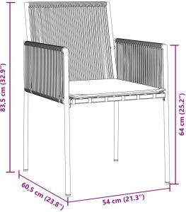 vidaXL Zestaw 3 Czarny Rattan PE, Stal, Tkanina poliester Standardowy 10