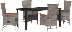 vidaXL Zestaw 5-częściowy do jadalni ogrodowej z poduszkami Szary Polirattan 2
