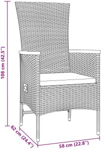 vidaXL Zestaw 5-częściowy do jadalni ogrodowej z poduszkami Szary Polirattan 10