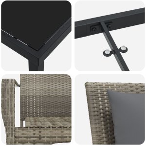 Zestaw 3-częściowy do jadalni ogrodowej z poduszkami Szary Polirattan 9