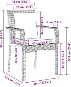 Zestaw 3-częściowy do jadalni ogrodowej z poduszkami Szary Polirattan 10