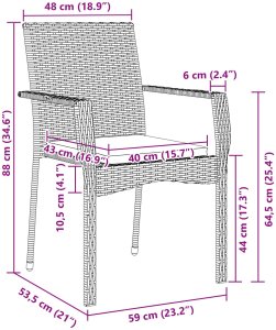 vidaXL 5-częściowy zestaw do jadalni ogrodowej z poduszkami Szary Polirattan 10