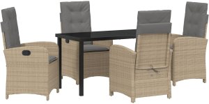 Zestaw 5 Mebli Ogrodowych z Poduszkami Beżowy Polirattan 2