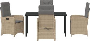 Zestaw 5 Mebli Ogrodowych z Poduszkami Beżowy Polirattan 7