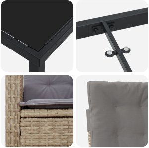 Zestaw 5 Mebli Ogrodowych z Poduszkami Beżowy Polirattan 9