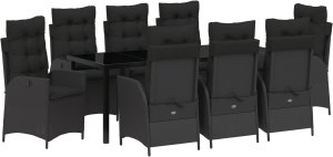 Zestaw mebli ogrodowych  9-częściowy z poduszkami czarny polirattan 2