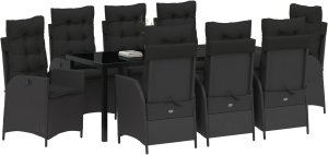 Zestaw mebli ogrodowych  9-częściowy z poduszkami czarny polirattan 3
