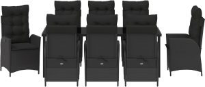 Zestaw mebli ogrodowych  9-częściowy z poduszkami czarny polirattan 7