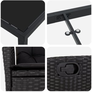 Zestaw mebli ogrodowych  9-częściowy z poduszkami czarny polirattan 9