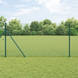 Ogrodzenie Spawane z 13 Słupkami Zielonym 1.4x25 m Stal 1