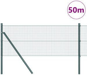 Ogrodzenie z drutu spawanego  z 13 słupkami Zielone 0.5x50 m Stal 3