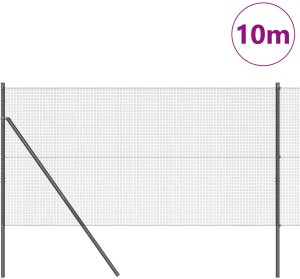 vidaXL Ogrodzenie z drutu spawanego z 7 słupami szarymi 1,4 x 10 m stalowymi 3