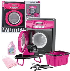 LeanToys Zestaw AGD Interaktywna Pralka Światła Dźwięki Akcesoria Różowo Czarna LEAN Toys 2