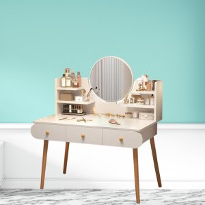 Toaletka Kosmetyczna Z Lustrem Trzy Szuflady Biała 100x40x120cm LEAN 2