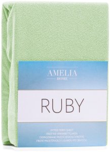 Prześcieradło frotte z gumką AmeliaHome RUBY 160x200 cm  zielony miękkie i elastyczne 1