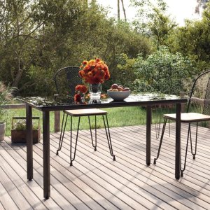VidaXL Dining Table Black Powder-coated steel, tempered glass 1