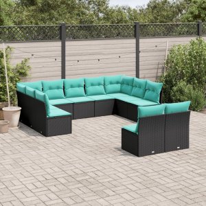 VidaXL Garden Sofa Set Black, Blue 1