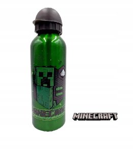 Butelka aluminiowa / bidon / korek niekapek / Minecraft / Creeper / zielona 1