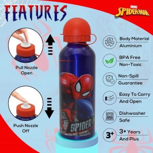 Butelka aluminiowa / bidon / korek niekapek / Spiderman / czerwona 3