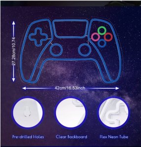 Lampka Neon Pad Joystick Playstation 5 / PS5 / Duża 28cm*42cm 1
