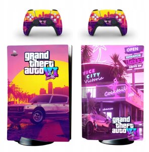 Naklejki Skórki na PlayStation 5 oraz Pady Motyw GTA VI Vice City 1