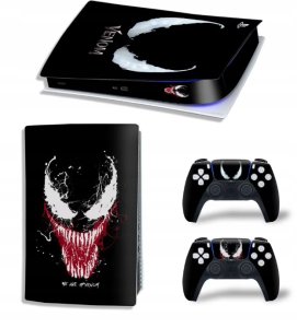 Naklejki Skórki na PlayStation 5 oraz Pady Motyw Venom 1