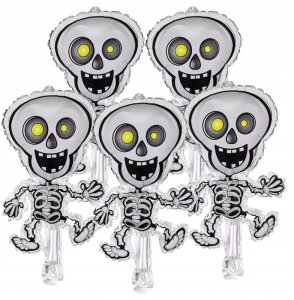 Balon Kościotrup Szkielet Foliowy HALLOWEEN 42 cm Zestaw 5 sztuk 1