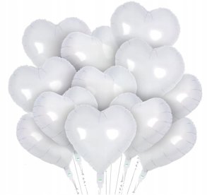 Balon Foliowy Biały Białe Serce Serca Walentynki Valentine's Day 10 szt 1