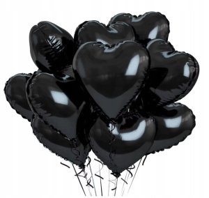 Balon Foliowy Czarne Serce Serca Walentynki Valentine's Day 10 szt 1