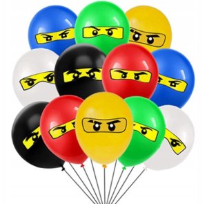 Balon Klasyczny z Nadrukiem na URODZINY - NINJAGO - 12 szt 1