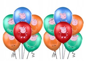 Balon Klasyczny z Nadrukiem na URODZINY - ŚWINKA PEPPA - 12 szt 1