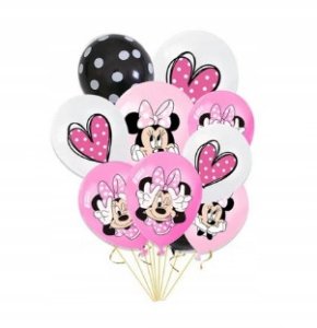 Balon Klasyczny z Nadrukiem na URODZINY - MYSZKA MINNIE - 12 szt 1
