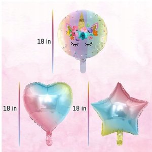 Balony na 4 urodziny JEDNOROŻEC Zestaw 10 Balonów foliowych CYFRA 4 - 70cm 4
