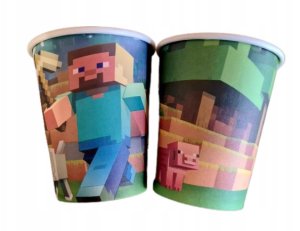 Kubeczki Papierowe Jednorazowe URODZINY - MINECRAFT - 10 szt 2